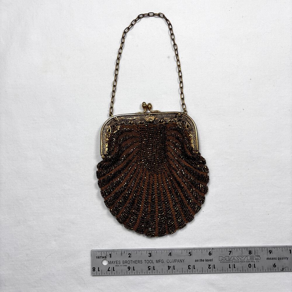Antique 1920s Art Deco Beaded Purse Glass Seed Beads Metal Frame Flapper Bag 20s - Picture 2 of 10